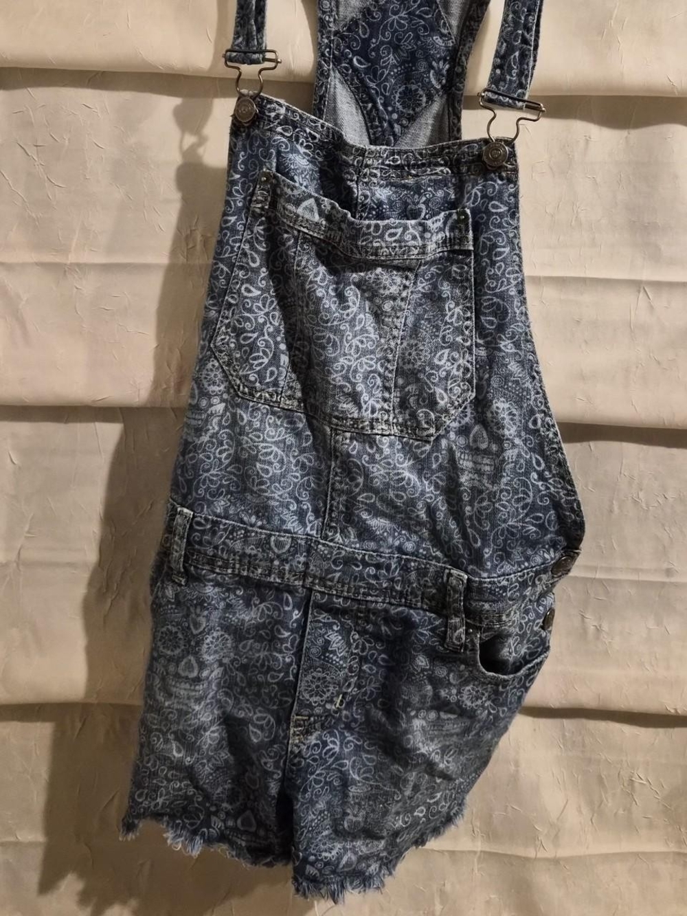 Bethany Mota Paisley Denim Short Overalls
